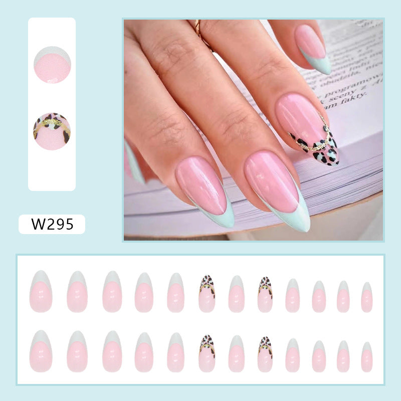 Wholesale Lake Green French Leopard Resin Nail Stickers